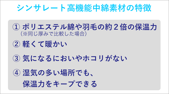 シンサレート高機能中綿素材の特徴