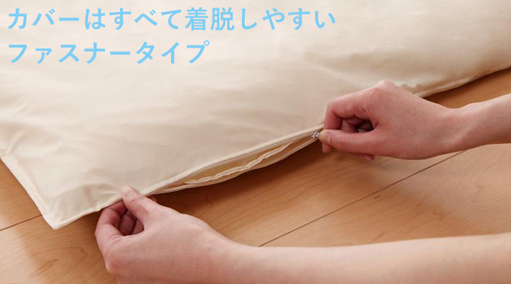カバーは、便利で着脱しやすいファスナータイプ。