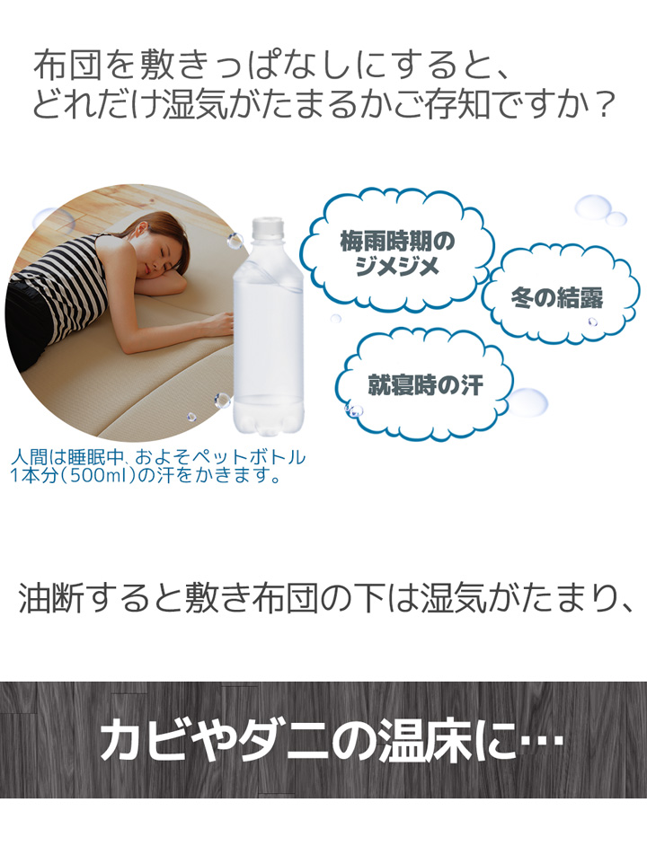 布団を敷きっぱなしにするとカビやダニの温床に・・・