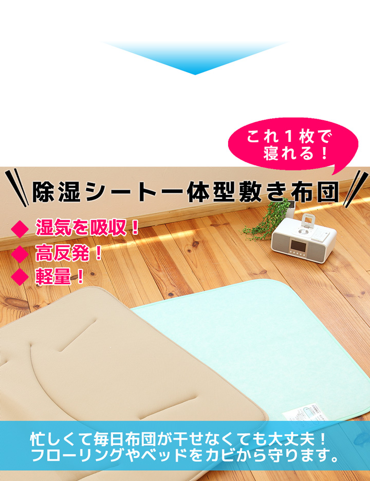 忙しくても毎日布団を干せなくても大丈夫!除湿シート一体型敷き布団